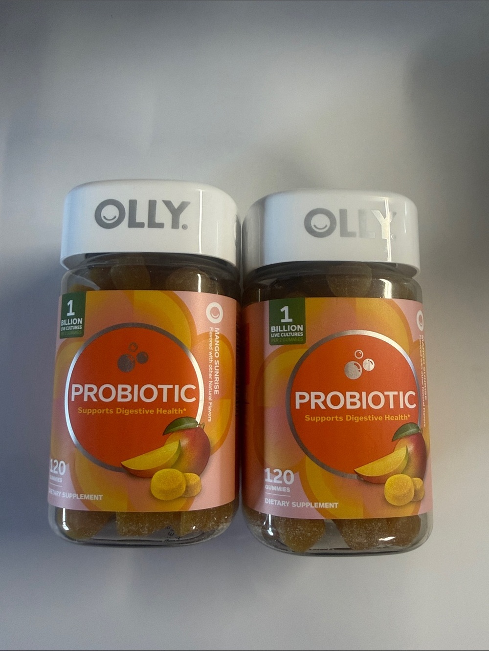 Olly Probiotics Mango Sunrise Probiotic Gummies - Orange (120ct)(2 bottles)